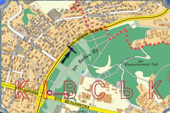 Схема рекламної площини за адресою ул.О.Телиги,ст.м.Дорогожичи направление на Петровку