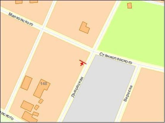 Схема рекламної площини за адресою Львовская ул, 71, в центр Схема рекламної площини за адресою Львовская ул, 71, в центр