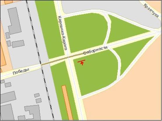 Схема рекламної площини за адресою Карпенко-Карого ул / Победы пр, в центр