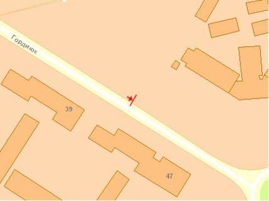 Схема рекламной плоскости по адресу Гордиюк ул, 11, в центр