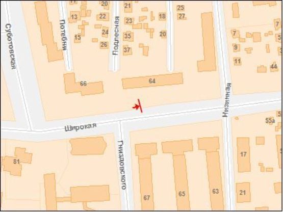 Схема рекламной плоскости по адресу Широкая ул. 64, в центр !!! Размер 2840х5840 мм !!! Схема рекламной плоскости по адресу Широкая ул. 64, в центр !!! Размер 2840х5840 мм !!!