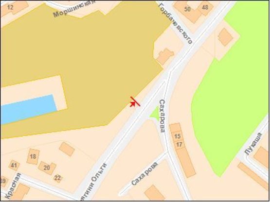 Схема рекламної площини за адресою Княгини Ольги ул. / Сахарова ул., в центр