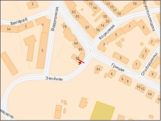 Схема рекламної площини за адресою Зеленая ул, 88, левый, в центр