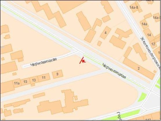 Схема рекламной плоскости по адресу Черновицкая ул, 9, из центра Схема рекламной плоскости по адресу Черновицкая ул, 9, из центра