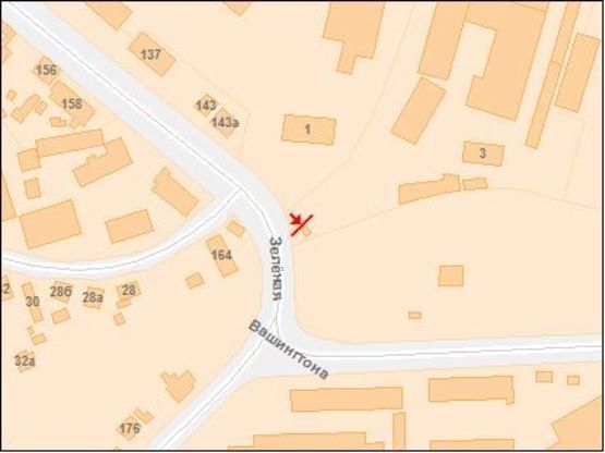 Схема рекламной плоскости по адресу Зеленая ул / Вашингтона Дж ул, из центра