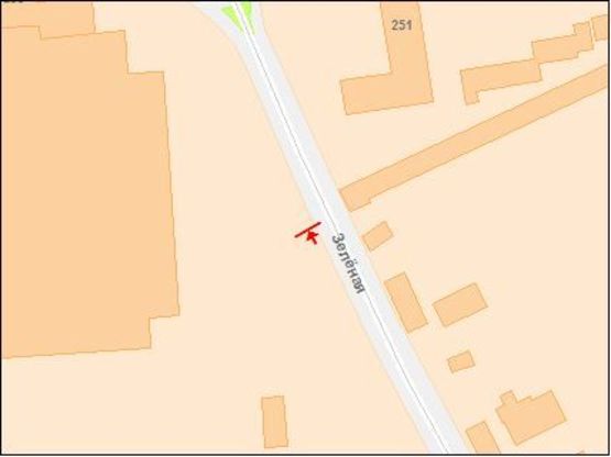 Схема рекламной плоскости по адресу Зеленая ул, ДБК, из центра Схема рекламной плоскости по адресу Зеленая ул, ДБК, из центра