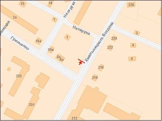 Схема рекламной плоскости по адресу Хмельницкого Б ул / Гринченка ул, из центра