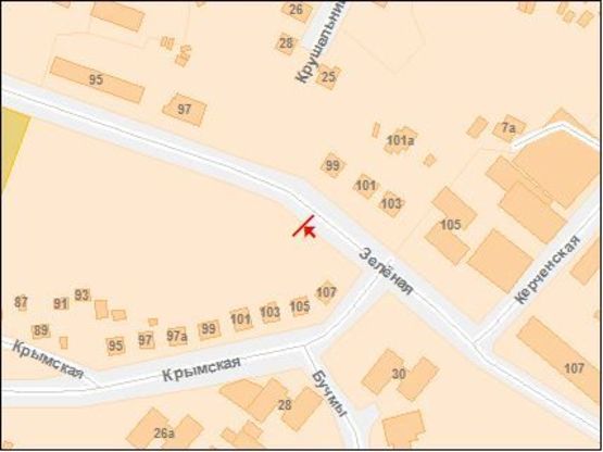 Схема рекламної площини за адресою Зеленая ул, 99, в центр Схема рекламної площини за адресою Зеленая ул, 99, в центр