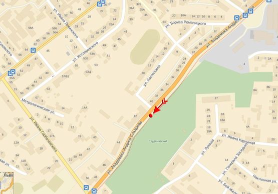 Схема рекламної площини за адресою Сахарова ул, 42, щит 3 из центра