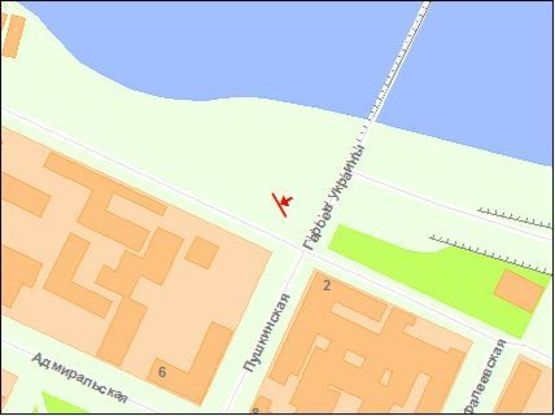 Схема рекламної площини за адресою Пушкинская ул / Набережная ул