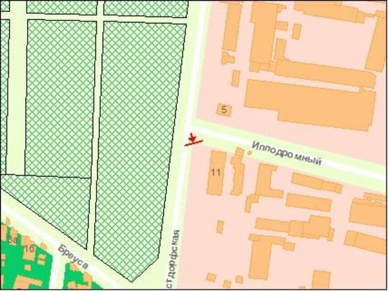 Схема рекламної площини за адресою Люстдорфская дорога -пер. Ипподромный