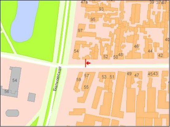 Схема рекламної площини за адресою Раскидайловская ул. 54