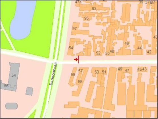 Схема рекламної площини за адресою Раскидайловская ул. 54