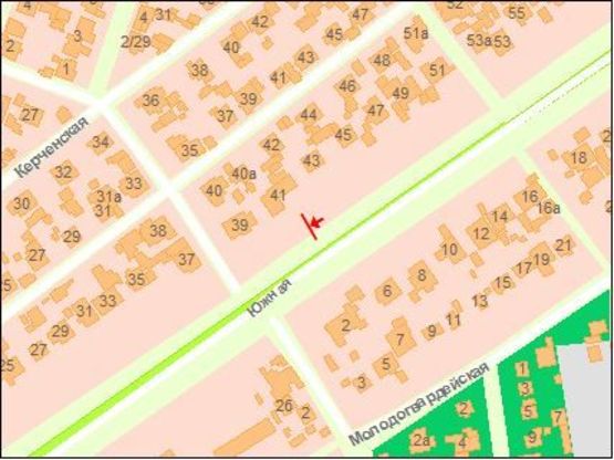 Схема рекламної площини за адресою Южная дорога 39 Схема рекламної площини за адресою Южная дорога 39