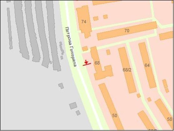 Схема рекламной плоскости по адресу Генерала Петрова ул., 68