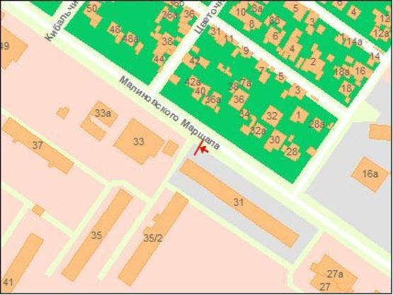 Схема рекламной плоскости по адресу Маршала Малиновского ул., 31