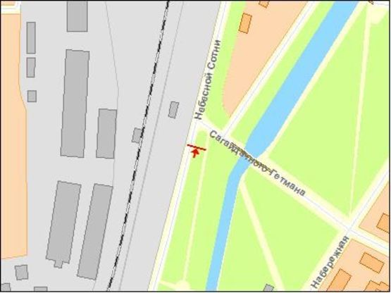 Схема рекламної площини за адресою Киквидзе ул / Сагайдачного ул, из центра