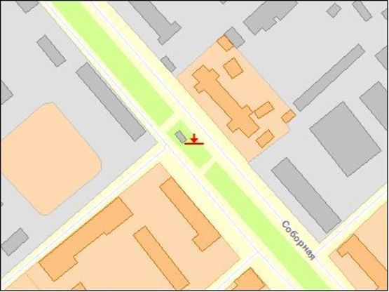 Схема рекламної площини за адресою Соборная ул, 217, в центр