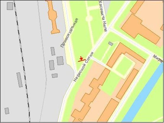 Схема рекламной плоскости по адресу Привокзальная пл, 1, нижний, в центр