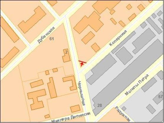 Схема рекламної площини за адресою Чернышова ул / Коперника ул, из центра Схема рекламної площини за адресою Чернышова ул / Коперника ул, из центра