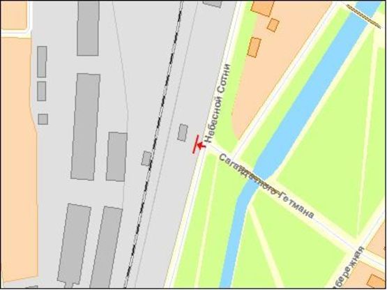 Схема рекламной плоскости по адресу Киквидзе ул / Гетьмана Сагайдачного ул, второй слева, из центра