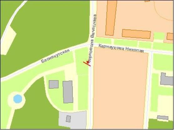 Схема рекламної площини за адресою Черновола В ул. / Басивкутская ул. / Мирющенко ул., из центра