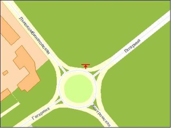 Схема рекламної площини за адресою Льонокомбинатная ул / Гагарина ул, правый, из центра