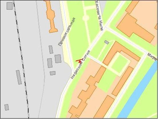 Схема рекламной плоскости по адресу Привокзальная пл, 1, верхний, из центра