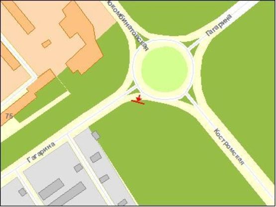 Схема рекламной плоскости по адресу Гагарина ул / Костромская ул, из центра