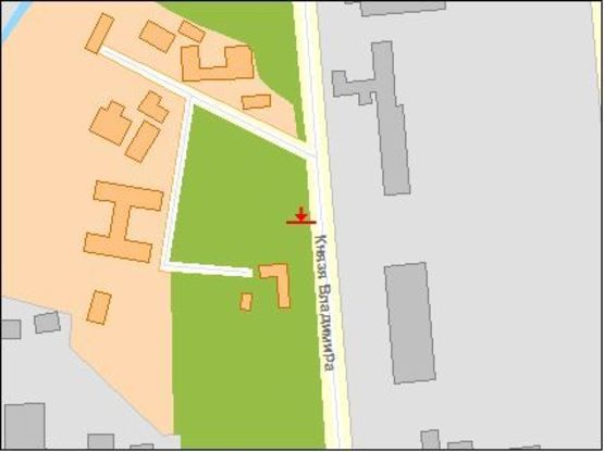 Схема рекламної площини за адресою Князя Владимира ул 109, в центр