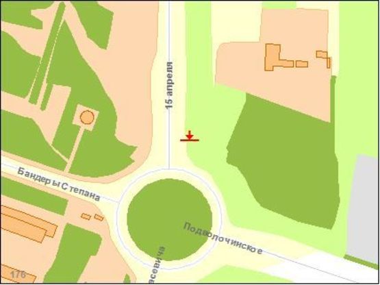 Схема рекламной плоскости по адресу 15-го Квитня ул. / Бандеры С. ул., из центра