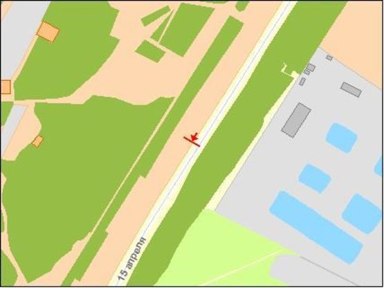 Схема рекламної площини за адресою 15-го Квитня ул. / Збаражское шоссе, в центр Схема рекламної площини за адресою 15-го Квитня ул. / Збаражское шоссе, в центр