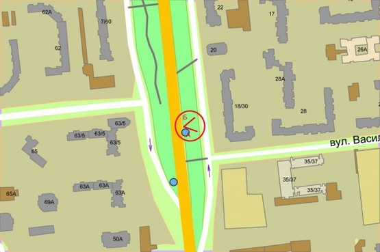 Схема рекламної площини за адресою Палладина проспект, 250 м от развязки с пр.Победы