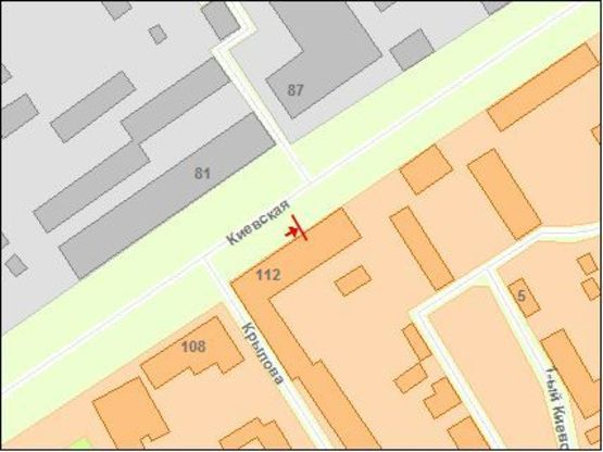 Схема рекламной плоскости по адресу Киевская ул, 112, из центра