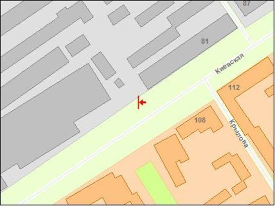 Схема рекламной плоскости по адресу Киевская ул, 77, в центр Схема рекламной плоскости по адресу Киевская ул, 77, в центр