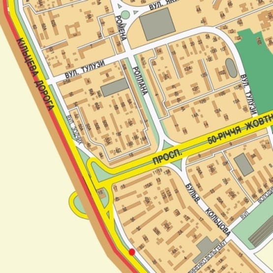 Схема рекламной плоскости по адресу Кольцевая дорога (разделитель, в направлении Одесской площади) напротив ул.Зодчих, 32