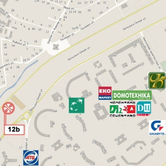 Схема рекламной плоскости по адресу Бальзака О. ул./ ул. Карла Маркса (АЗС "Народна", выезд из Киева)