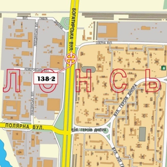 Схема рекламної площини за адресою Богатырская ул., на разделителе, выезд из города (завод "Оболонь") Схема рекламної площини за адресою Богатырская ул., на разделителе, выезд из города (завод "Оболонь")