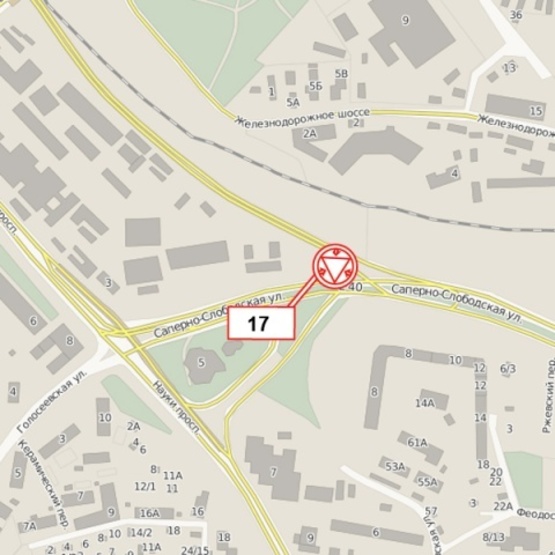 Схема рекламної площини за адресою Саперно-Слободская ул. (АЗС "ТНК", супер-маркет "Велика кишеня", в направлении Южного моста)