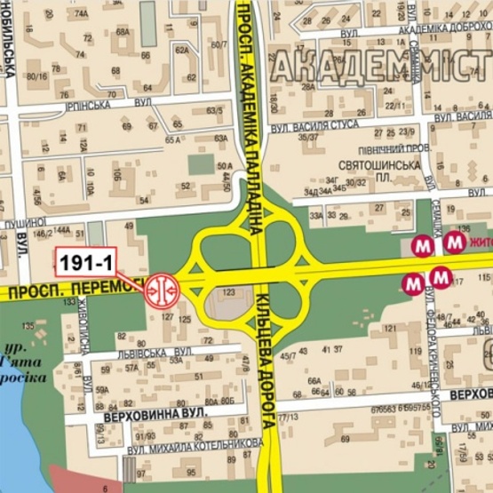 Схема рекламної площини за адресою Победы просп./ съезд на Кольцевую дорогу (Киевский международный Ин-т,в сторону центра города) Схема рекламної площини за адресою Победы просп./ съезд на Кольцевую дорогу (Киевский международный Ин-т,в сторону центра города)