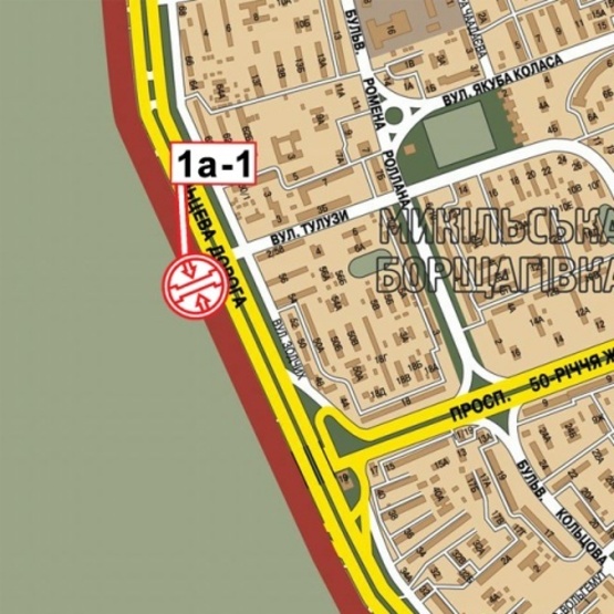 Схема рекламної площини за адресою Кольцевая дорога - поворот к ТЦ "АШАН" (магазин "Технополис", в направлении Софиевской Борщаговки)