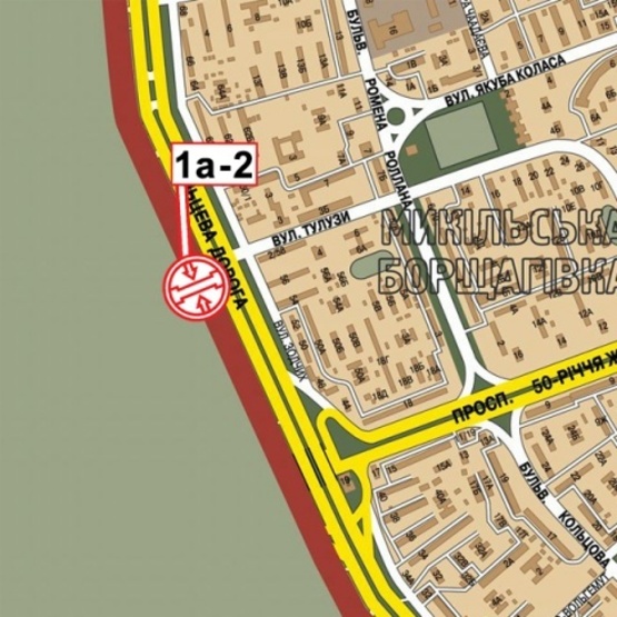 Схема рекламної площини за адресою Кольцевая дорога - поворот к ТЦ "АШАН" (магазин "Технополис", в направлении Софиевской Борщаговки)