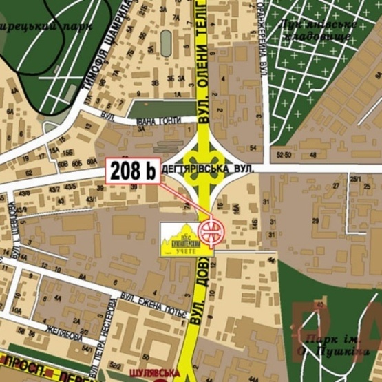 Схема рекламной плоскости по адресу Довженко ул., 14 (магазин "Энран Акрос, клуб "Ника", в направлении просп. Победы)