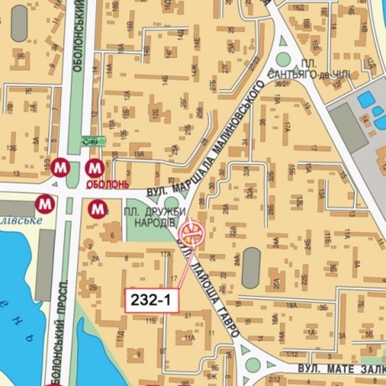 Схема рекламної площини за адресою Дружбы народов пл., ул. Лайоша Гавро,26/ ул.Малиновского (семейный центр "Дивосвіт", Амбулатория, в направлении просп.Героев Сталинграда)