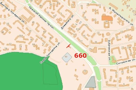 Схема рекламної площини за адресою Червоної Калини просп., 60 Схема рекламної площини за адресою Червоної Калини просп., 60