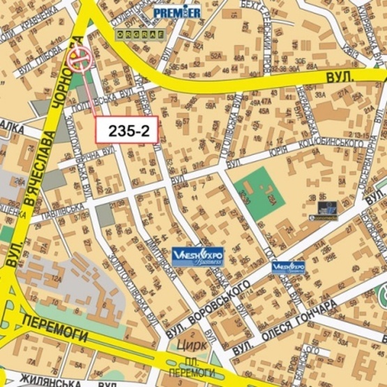 Схема рекламної площини за адресою Дмитриевская ул., напротив №104 (АЗС "ANP", Центр Финансових Услуг, супер-маркет "Континент",паб "Бирштадт", в направлении ул. Артема)