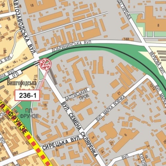 Схема рекламної площини за адресою Скляренко ул./ ул.Добрынинская, (напротив "птичьего" рынка, автосалон "Honda", "Citroen", АЗС "КЛО", направ. в центр города)