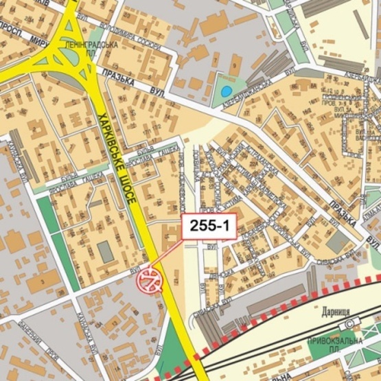 Схема рекламної площини за адресою Харьковское шоссе,48 направление Харьковской пл. (ТРЦ "МегаСити", Институт Химии)