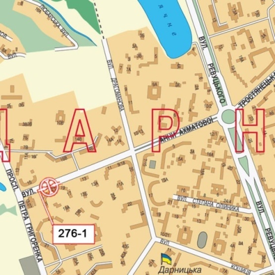 Схема рекламної площини за адресою Ахматовой ул., 21 (караоке "Spivakoff",  Новая почта №22), направ. к Харьковскому шоссе