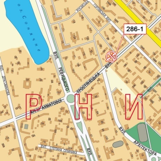 Схема рекламной плоскости по адресу Тростянецкая ул., 5 (ПравексБанк, по направ. к ст. м.  "Харьковская") к Бажана Н. просп.